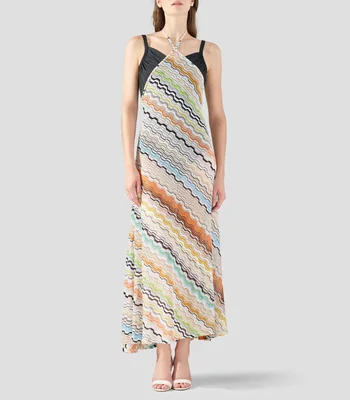 Vestido de playa largo con rayas Mujer