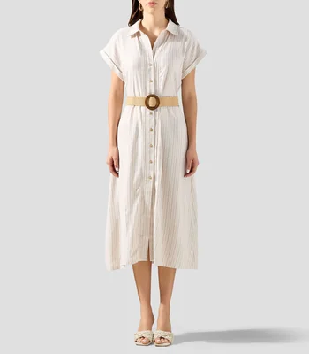 Vestido largo con rayas Mujer