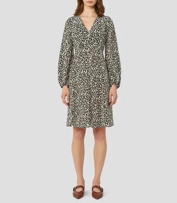 Vestido midi con manga larga estampado Mujer