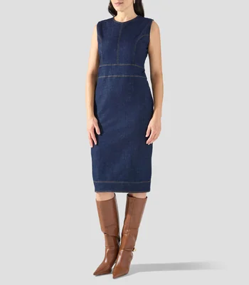 Vestido midi liso Mujer