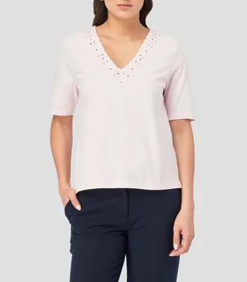 Blusa liso manga corta Mujer