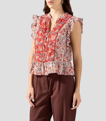 Blusa con estampado sin mangas Mujer