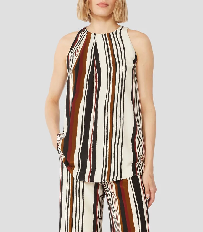 Blusa con líneas sin mangas Mujer