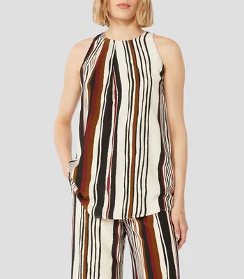 Blusa con líneas sin mangas Mujer