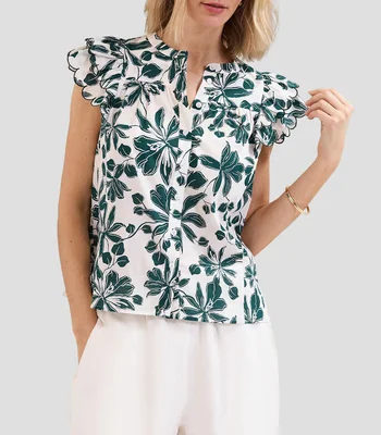 Blusa estampada manga corta Mujer