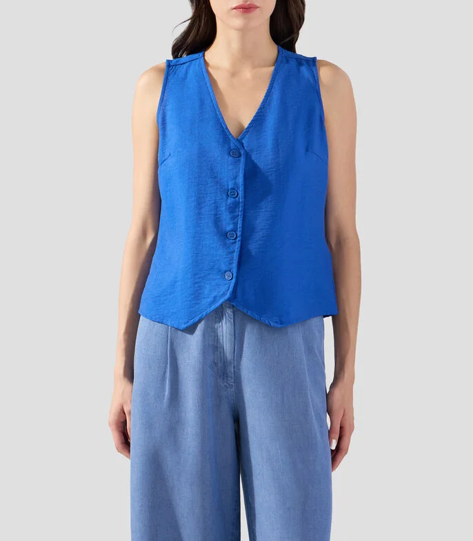 Blusa lisa sin mangas Mujer