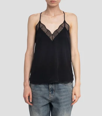 Blusa lisa sin mangas Mujer