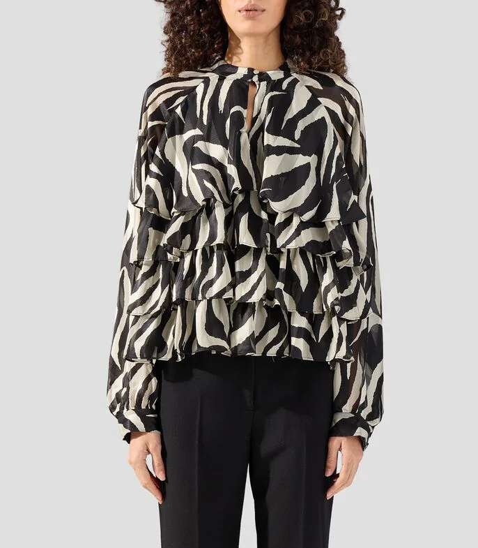 Blusa estampada manga larga Mujer