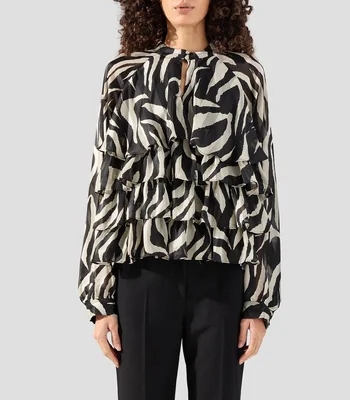 Blusa estampada manga larga Mujer