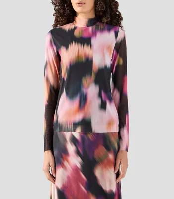 Blusa estampada manga larga Mujer
