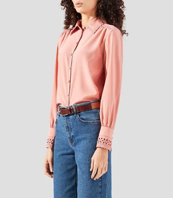 Blusa lisa manga larga Mujer