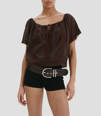 Blusa lisa manga corta Eva Mujer