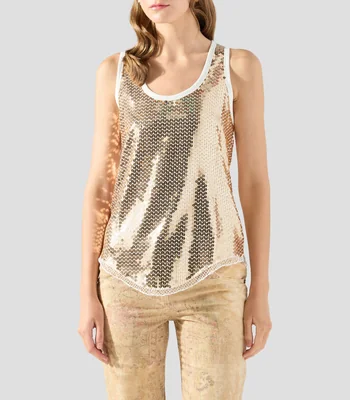 Blusa con lentejuelas y sin mangas Mujer