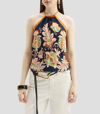 Blusa estampada sin mangas Mujer