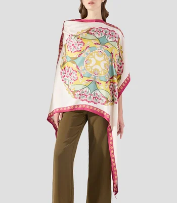Blusa tipo foulard estampada con manga corta Mujer
