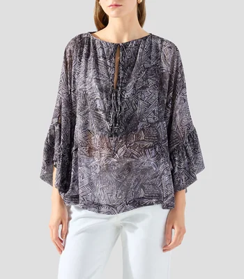 Blusa estampada con manga corta Mujer