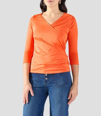 Blusa lisa con manga 3/4 Mujer