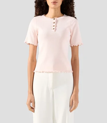 Top liso manga corta Mujer