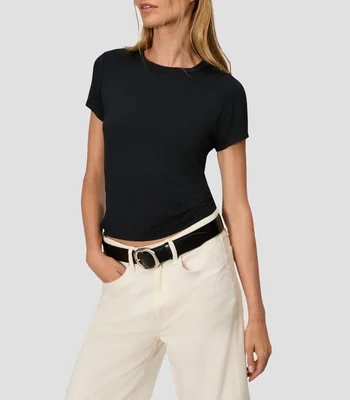 Playera cuello redondo manga corta lisa Mujer
