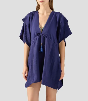 Kaftan liso manga corta Mujer