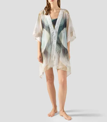 Kaftan estampado manga corta Mujer