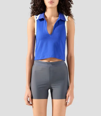 Playera cuello V sin mangas lisa Mujer