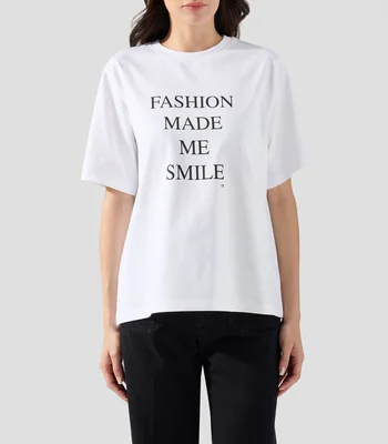Playera de cuello redondo con manga corta estampada Mujer