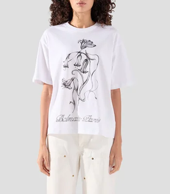 Playera cuello redondo manga corta estampada Mujer