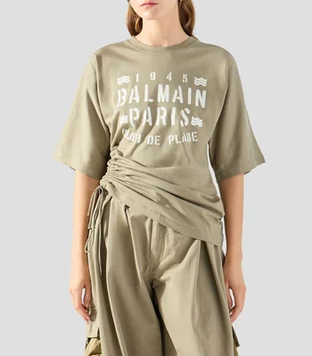Playera de cuello redondo con manga corta estampada Mujer