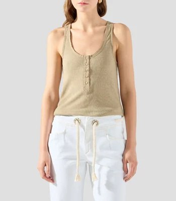 Playera de cuello redondo sin mangas lisa Mujer