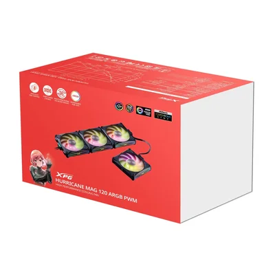 Ventilador Adata Xpg Hurricane Mag 120 X4 Pwm Argb Negro Hurricanemag120argbpwm4c-bkcww