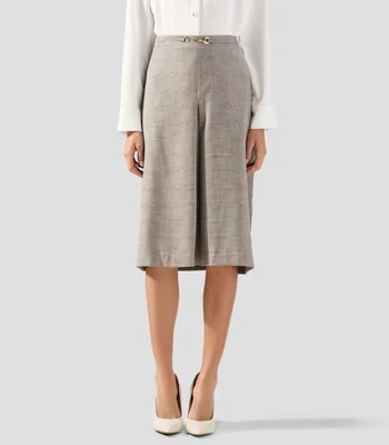 Falda midi recta de cuadros Mujer