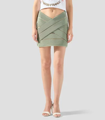 Falda mini de corte ajustado lisa Mujer