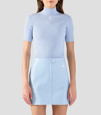 Suéter de cuello alto liso Mujer