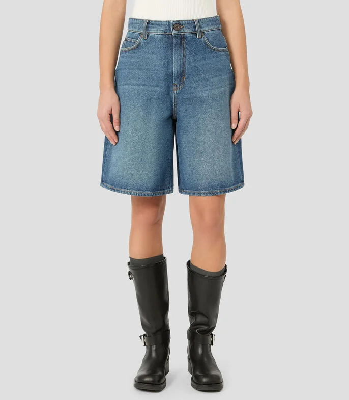 Short de mezclilla liso Mujer
