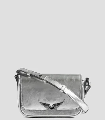 Bolsa crossbody en piel metalizada Mujer