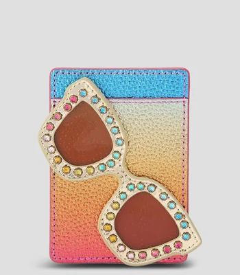 Tarjetero en piel estampado Mujer