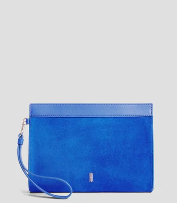Bolsa clutch azul en ante Mujer