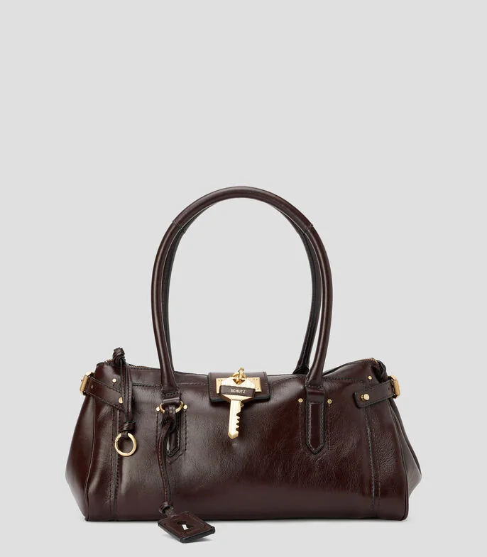 Bolsa Satchel en piel vacuna lisa Mujer