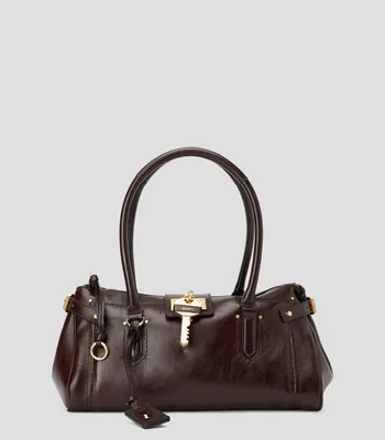 Bolsa Satchel en piel vacuna lisa Mujer