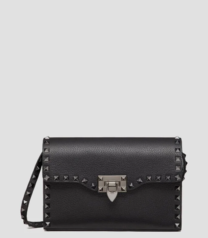 Bolsa Shoulder en piel con estoperoles Mujer