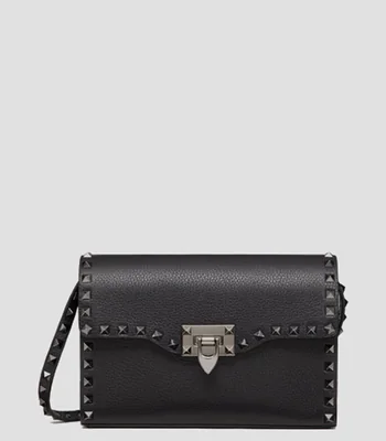 Bolsa Shoulder en piel con estoperoles Mujer