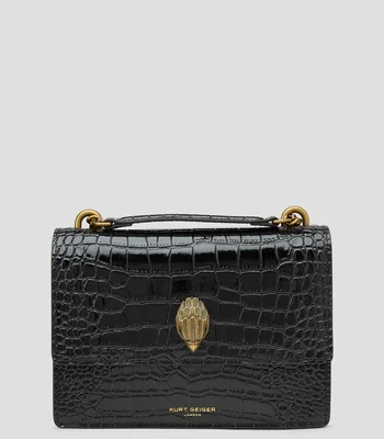 Bolsa crossbody Shoreditch en piel negra con animalskin Mujer