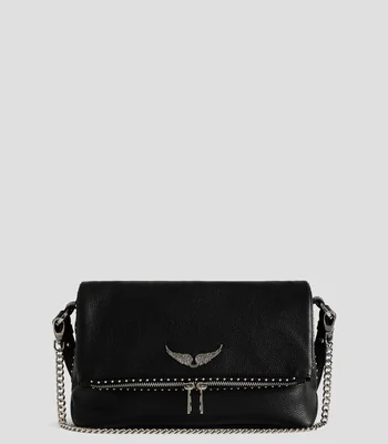 Bolsa crossbody en piel lisa con detalle texturizado Mujer