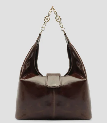 Bolsa Hobo en piel vacuna lisa Mujer