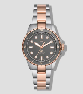 Reloj para Mujer Diver Casual, Oro rosa, Plateado