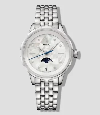 Reloj para mujer Rainflower Moonphase casual, plateado