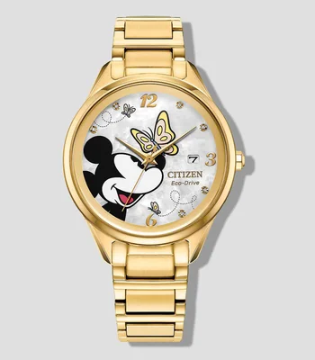 Reloj para Mujer Mickey Flutterby casual dorado
