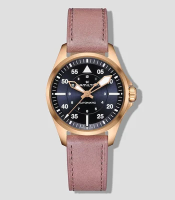 Reloj Unisex casual Khaki Aviation dorado, cafe