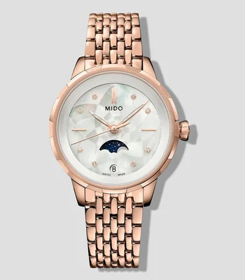 Reloj para mujer Rainflower Moonphase Quartz casual oro rosa, blanco